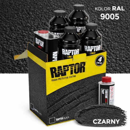 Farba RAPTOR Czarna 4L + Utwardzacz – Zestaw U-POL