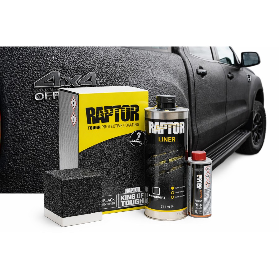 Farba Raptor Czarna 1L + Utwardzacz U-POL – Powłoka Ochronna do Karoserii i Podwozia